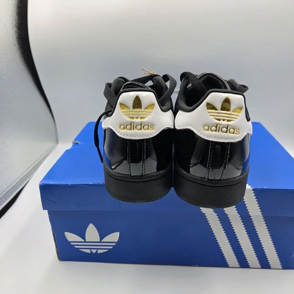 Women's Size 8 Adidas Superstar II W Black White Gold JS4009 New In Box